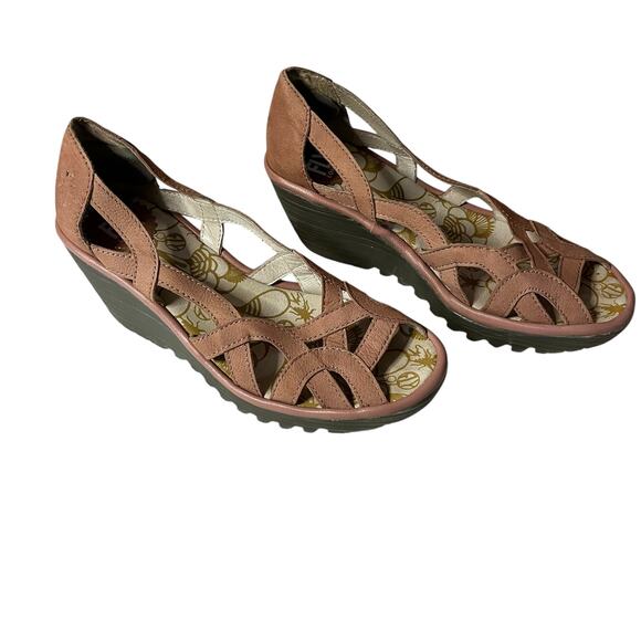 Fly London Yadi Wedge Sandals‎ in Rose EUC Size 39 / 8 -8.5 - Picture 3 of 15